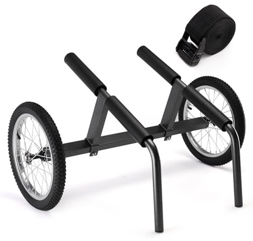 Morohope Kayak Beach Cart, Width Adjustable 5.5-29.5 Universal Canoe Dolly Heavy Duty Kayak Trolley with 16 Wheels, Sturdy 300 LBS Weight Capacity
