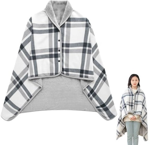 Veesper Decke Wrap, 55x39inch Plaid Polar Fleece Fleece Snap Under Thermal Deckenschal