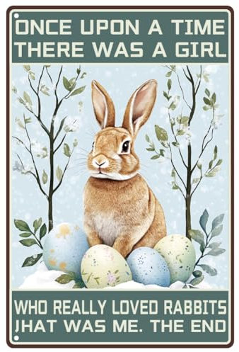 WEBEEDY Osterhase Hase Vintage Metall Blechschild Eier Bauernhof Ostertag Wanddeko Schilder Retro Eisenmalerei Für Zuhause Küche Café Pub Schild Rustikale Osterdekorationen 20x30cm