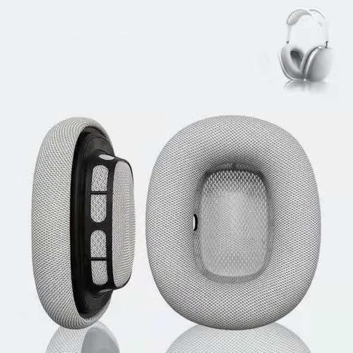 Airpod Max Ersatz-Ohrpolster, kompatibel mit Apple AirPods Max Kopfhörern, Netzgewebe, Ohrpolster mit Geräuschisolierung, Memory-Schaum, Airpod Max Ohrabdeckungen (Silber)