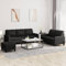 3-TLG. Sofagarnitur mit Kissen Schwarz Kunstleder,Gemütliche KunstlederSofagarnitur mit Hocker – Perfekt für Entspannung und Unterhaltung Wohnzimmer, Sofas