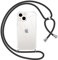 Phoona Crossbody Lanyard Case for iPhone 15 6,1 with Strap, Necklace Mobile Phone Cover with Adjustable Neck Strap, Clear Transparent TPU Soft Phone Cover with Neck Cord-Black