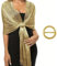 SDXCJY Funkelnde goldfarbene Metallic-Schals und Wickeltücher mit Schnalle für Damen, ideal für Hochzeit, Abendkleid, Brautjungfer, elegantes Quasten-Design, gold, Einheitsgröße