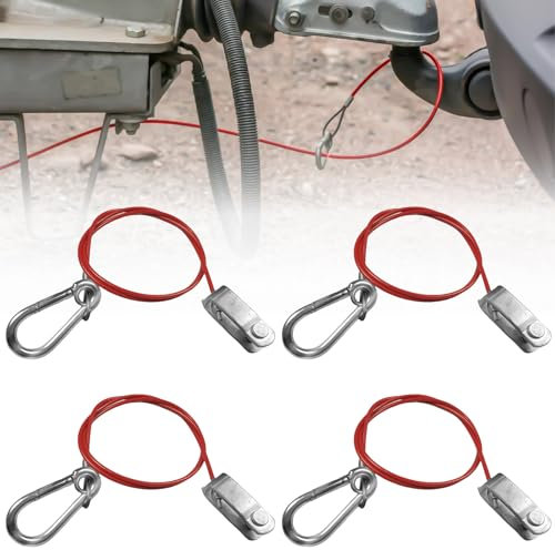 Lot de 4 câbles de traction avec tête de fourche, 1 m de câble de remorque, câble de traction de voiture, pour remorque, câble de frein, remorque, accessoires pour tous les types de remorques freinées