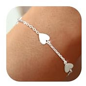 Dochais Herz Armband Damen, 14K Gold Armkette Damen Silber Freundschaftsarmband, Verstellbares Armbänder Gold Geschenk für Frauen Mädchen