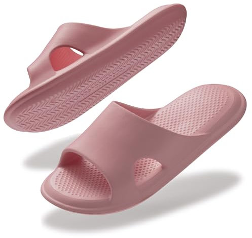 Donpapa Claquettes Femme Chaussons Hommes Confort Douche Sandales Antidérapant Maison Sliders Plage Pantoufles Soft Tongs Sandales Visage Rouge W10 EU40-41