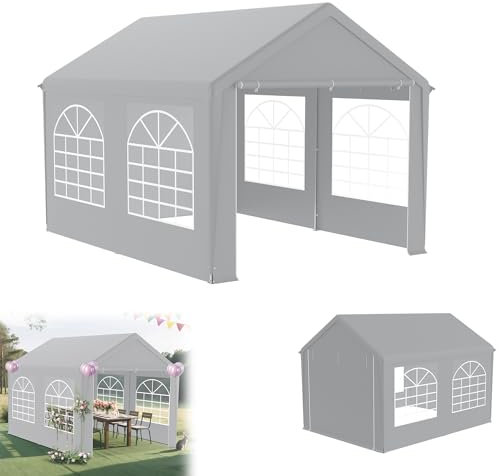 YRHome Premium 3 x 4 m Partyzelt Pavillon mit Seitenteilen Wasserdicht Stabil Winterfest Fenster in Seitenwänden Gartenzelt Großzelt Kompaktzelt Unterstand PE-Dach für Hochzeit Gartenfest Grau