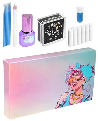 JIEBWCHA Krystal Dekoration Für Zahn, Zahnschmuck Set Mit Kleber, Künstlichen Kristall Zahnschmuck Set, Shinning Tooth Abnehmbare Zahn Ornamente, Langlebige Für Party Daliy Leben