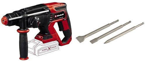 Einhell Martillo perforador con batería TE-HD 18/20 Li-Solo Power X-Change (18 V, 1,8 J, potencia de perforación en hormigón: 20 mm, 4750 r.p.m. máx. de velocidad de impacto) + Set de cinceles SDS