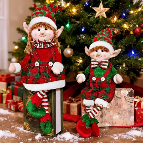 XUNIVERS 2 Stück Weihnachtszwerg PlüschpuppenWichtel Zubehör Weihnachten,Weihnachtswichtel Figuren,Handmade Plüschfiguren für Kamine Büro Weihnachten Party Dekor für Weihnachts deko Innen