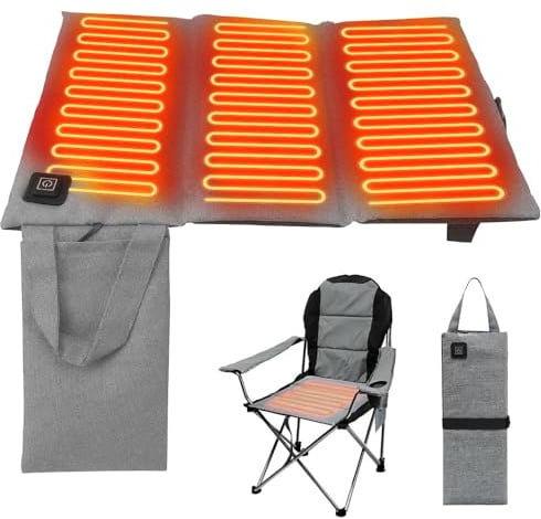 Afenau Beheiztes Kissen, Tragbares Beheiztes Sitzkissen, Faltbares Sitzkissen Beheizbar, USB-Aufladung sitzkissen beheizt Outdoor für Camping, Parks, Sportstadien (Grau)