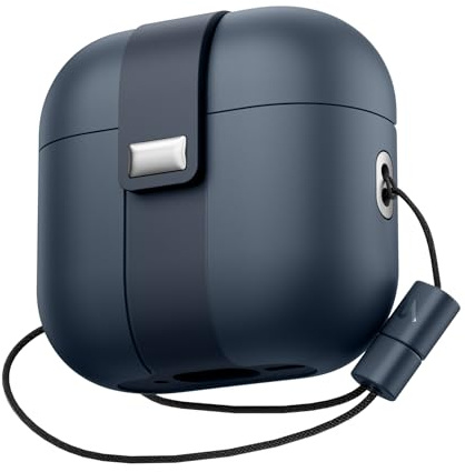 SURITCH Custodia Compatibile con AirPods 4 (2024),Custodie con Chiusura Magnetica Antiurto per AirPods 4 Generazione, Cover Protettiva Resistente con Laccetto Elegante da Appendere（Blu）