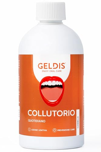 GELDIS Collutorio senza Alcool, Uso quotidiano con Fluoro, Aloe Vera ed Equiseto, Protezione contro Carie e Azione Lenitiva Senza Coloranti, 500 ml