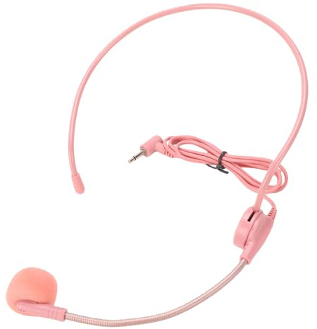 Plyisty Faux Casque-Micro Rose, Accessoire de Cosplay et de Spectacle, Casque Jouet Réaliste en Silicone Ajustable pour L'apprentissage du Chant chez Les Enfants.