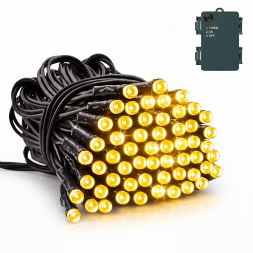 CNMTCCO Lichterkette 5m 50 LED Lichterkette Batterie Warmweiß, Lichterkette Außen Batterie mit Timer, IP65 Wasserdicht Lichterkette mit für Innen und Outdoor Weihnachtsdekoration
