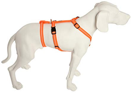 NoExit Hundegeschirr ® - 100 % ausbruchsicher für Angsthunde, Sicherheitsgeschirr für Pflegehunde, Panikgeschirr, reflektierend, Super Soft, neonorange, Bauchumfang 75-100 cm, 25 mm Bandbreite