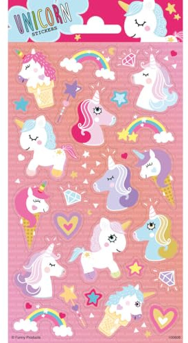 FUNNY PRODUCTS 100608 Unicorn Stickers, Multi-Colour