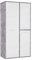 FORTE CANMORE Schrank 100 200, Kleiderschrank Industrial, Drehtürenschrank, 3-türig Einlegeböden und Kleiderstange, Weiß Hochglanz / Betonoptik LichtGrau, 99.5 cm breit x 201.5 cm hoch x 52 cm tief