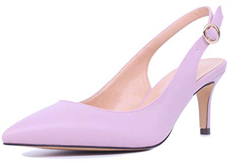 Castamere Womens Slingback Sandals Kitten Heels Ankle Strap Pointed Toe Court Shoes 2.6 in Heels Purple Light Pu Pumps UK 6
