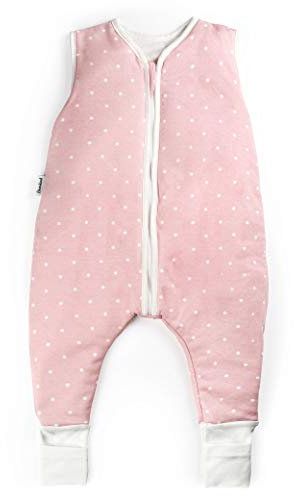 Ehrenkind® Babyschlafsack | Schlafsack mit Füßen 2.5 TOG | Bio-Baumwolle | Ganzjahres Schlafsack Baby Gr. 90 Farbe Rosa mit weißen Punkten | Oeko-Tex | Schlafsack winter und Sommer Schlafsack Kinder