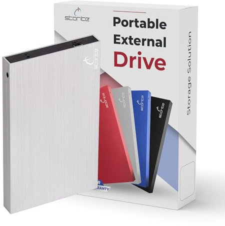 Storite 2.5 Ultra Slim Portable External Hard Drive USB 2.0 with 100GB Memory Expansion HDD Backup Storage, Fast Data Transfer, Hard Disk Compatible with MAC/PC/Laptop/Desktop/Chromebook (Silver)