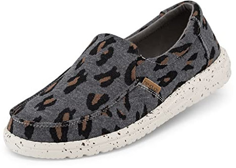 Hey Dude Misty - Damenschuhe - Farbe Charcoal Cheetah - Freizeitschuhe im Loafer-Stil - Größe 36