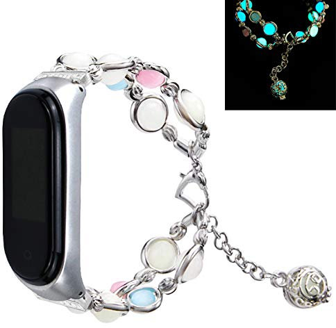Armband für Mi Band 5, RuiRdot Handmade Faux Pearl Naturstein Nacht Luminous Bracelet Strap Ersatz Frauen Armband für Xiaomi Mi Band 5 (Splitter)