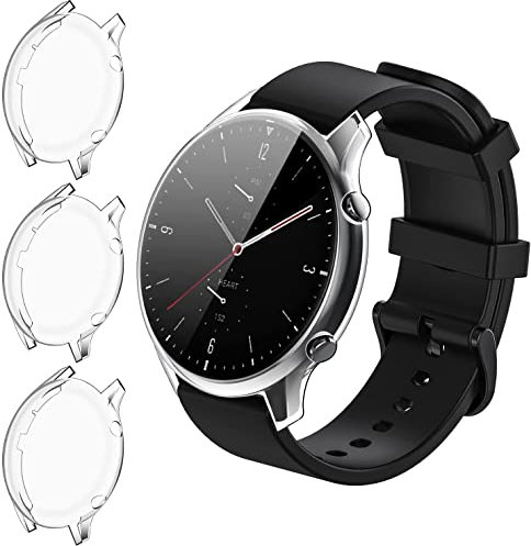 ivoler 3 Piezas Funda para Amazfit GTR 2e / Amazfit GTR 2, Cubierta Completa Protector de Pantalla Carcasa Protectora Transparente Suave TPU Silicona Caso Anti-Arañazos Case Cover