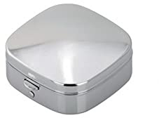 kleine quadratische Pillendose verchromt 4.5 cm - Tablettendose mit 2 Fächer & Kunststoffeinsatz - Mini Pillenbox für unterwegs, die Handtasche, Hosentasche, als Geschenk