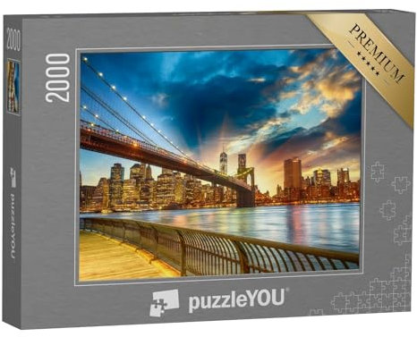 puzzleYOU: Puzzle 2000 Teile „Sonnenuntergang über Manhattan, New York City, USA“ – aus der Puzzle-Kollektion New York