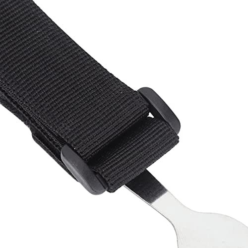 Tenedor de Cuchara, Antideslizante Tenedor de Cuchara Giratorio de Acero Inoxidable, Correa Ajustable Práctica Y Flexible para Pacientes Mayores