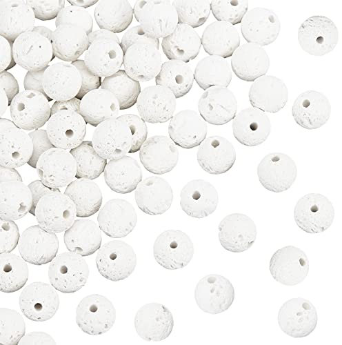 OLYCRAFT Circa 196pcs 8mm naturale perline di lava bianco Chakra filo rotondo gemma sciolto perline energia di guarigione per collana bracciali orecchini gioielli Making