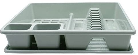 CABLEPELADO Escurreplato de plastico, Escurridor de Platos, Escurridor Fregadero 2 módulos, con Bandeja Anti-Goteo, Plástico, 49 cm de Ancho x 39 cm de Fondo x 10 cm de Altura, Verde Claro