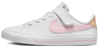 Nike Jungen Court Legacy Little Kids Shoe, White Pink Foam Sesame Honeydew, 31.5 EU