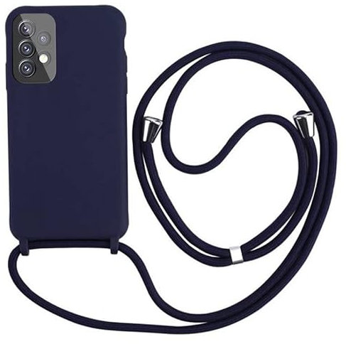 Keteen Collier pour Samsung Galaxy A13 4G Coque Silicone Liquide Bumper Housse Galaxy A13 4G Lanière avec Cordon Réglable Longueur Chaîne Lanyard Case Housse Étui pour Samsung Galaxy A13 4G-Bleu foncé