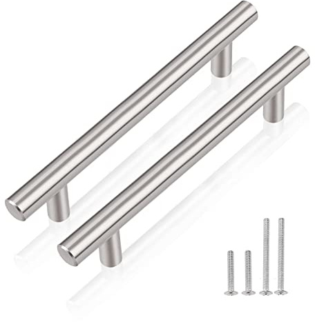 PinLin 15 Pack Kitchen Door Handles 96mm Hole Centre Brushed Nickel Cabinet Handles Stainless Steel Cupboard T Bar Handle