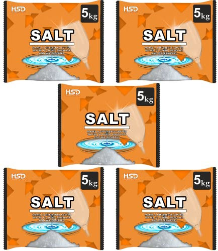 dishwasher salt 5kg powerful crystal, limescale remover on your glassware and water softener, life & improving its performance, 99% purity (5 pack)
