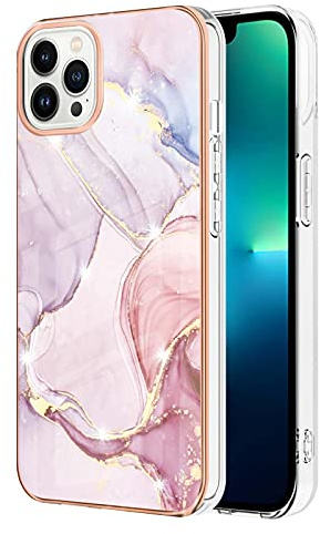 IMIRST Basic Case Compatiable with iPhone 13 Pro IMD Soft TPU Silicone Bumper Matte Marble Scratch-Resistant Slim Protective Phone Case Back Cover for Apple iPhone 13 Pro，YBI RoseGold