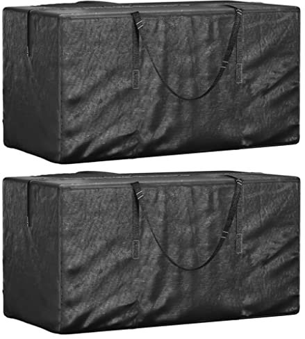 vidaXL Aufbewahrungstasche für Gartenkissen 2 STK., Schutzhülle mit Griffe Reißverschluss, Wasserfest UV-beständig Tasche, Auflagentasche Aufbewahrung, Schwarz