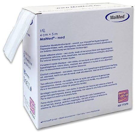 Pflaster Rolle 4cm x 5m Pflaster Box Wundpflaster Heftpflaster - Elastisch Weiß Sensitiv - Starke Klebekraft