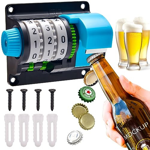 Yizemay Bottle Opener Wall Mounted, Digital Counter, Bamboo & Rare Earth Material, Wall Mounted Bottle Opener with Counter