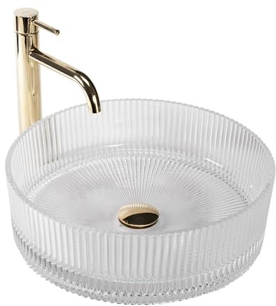 Rea Lavabo sobre Encimera Ingrid Lavabo de baño Transparente 400 x 400 x 130 mm Cerámica (Transparente)