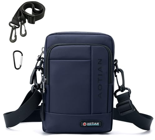 SPAHER Handy Umhängetasche Herren Klein, 3-in-1 Multi-Pocket Handy Schultertasche Klein Wasserdicht Oxford Sling Crossbody Bag Herrentasche Zum Umhängen für Reisen, Urlaub und Arbeit