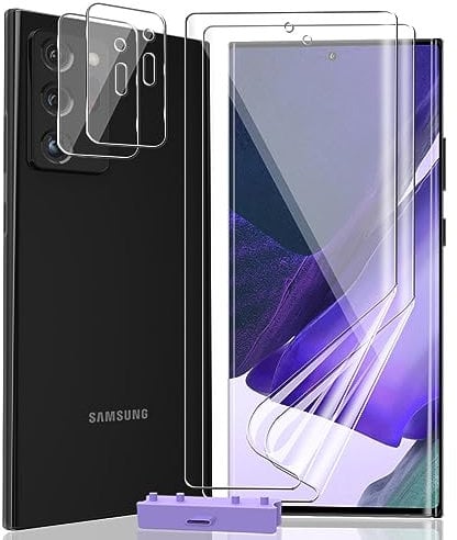 AnnhanT Schutzfolie für Galaxy Note 20 Ultra Weich TPU Folie 2 Stück + für Galaxy Note 20 Ultra Panzer Schutz Glas Kameraschutz 2 Stück - Einfache Montage HD Vollständige Abdeckung