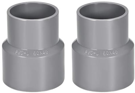 TA-VIGOR 2Pcs PVC Reducing Coupling Hub by Hub 40mm x 50mm Pipe Fitting Adapter Connector Grey, Duct Reducer Pipe Fitting for Water Supplies Build