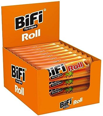 BiFi Roll – 12er Pack (12 x 45g) - Salami Snack in einem lockeren Teig – Original Wurstsnack To Go - für Unterwegs, im Büro oder beim Sport - mit Pfeffer, Koriander und Knoblauch