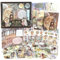 368PCS Vintage Scrapbook Zubehör Set Ästhetisches Junk Journal Set mit A6 Raster Notizbuch Journaling Zubehör Sticker Scrapbook Supplies Reise Retro Scrapbook Papier DIY Geschenk für Mädchen Damen