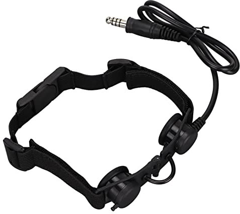 Kehlkopfmikrofon, Taktisches Kehlkopfmikrofon Headset Ohrhörer Einstellbare Walkie Talkie Ohrhörer Geräuschunterdrückung Abnehmbarer 7,1-mm-Militär-Mikrofon-Ohrhörer, Schwarz