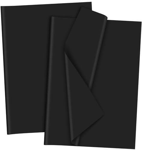 Bouiexye Schwarz Seidenpapier für Geschenktüten 120 Blatt Seidenpapier Bulk 51x37cm Weihnachten Seidenpapier zum Verpacken Verpackungspapier für Füller Blumen Geburtsta Hochzeit Dekor