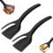 MARUKO 2 en 1 Spatule à Oeufs, Pince à Oeufs, Spatule en Plastique pour La Cuisine, Spatule à Oeufs pour Poisson, Oeuf, Burger, Crêpe (Noir)